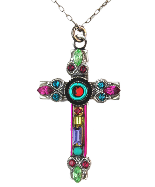 Multi Color Delicate Filigree Cross by Firefly Jewelry