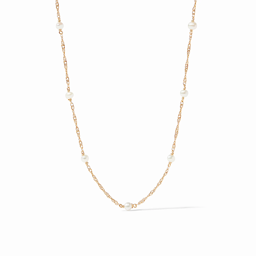 Charlotte Pearl Delicate Station Necklace Gold Pearl by Julie Vos