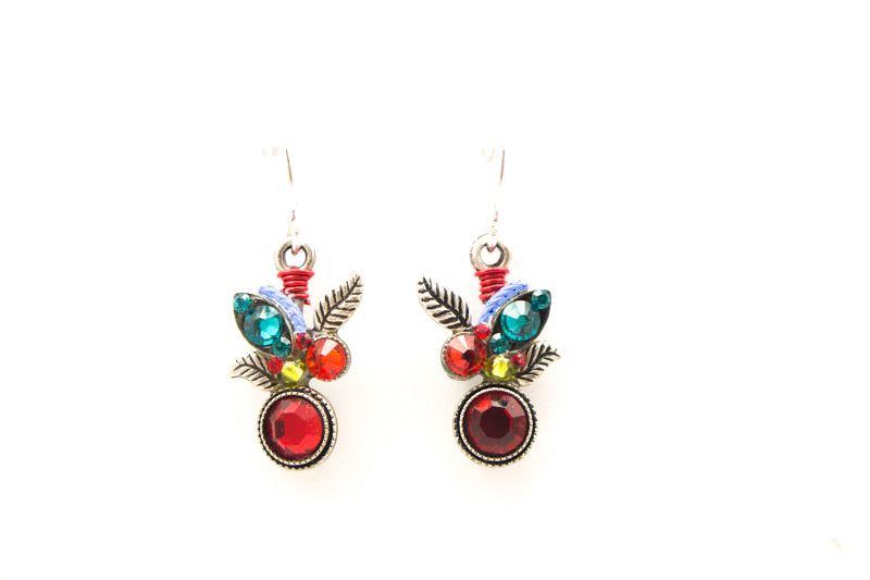 Red Multicolor Botanic Earrings by Firefly Jewelry