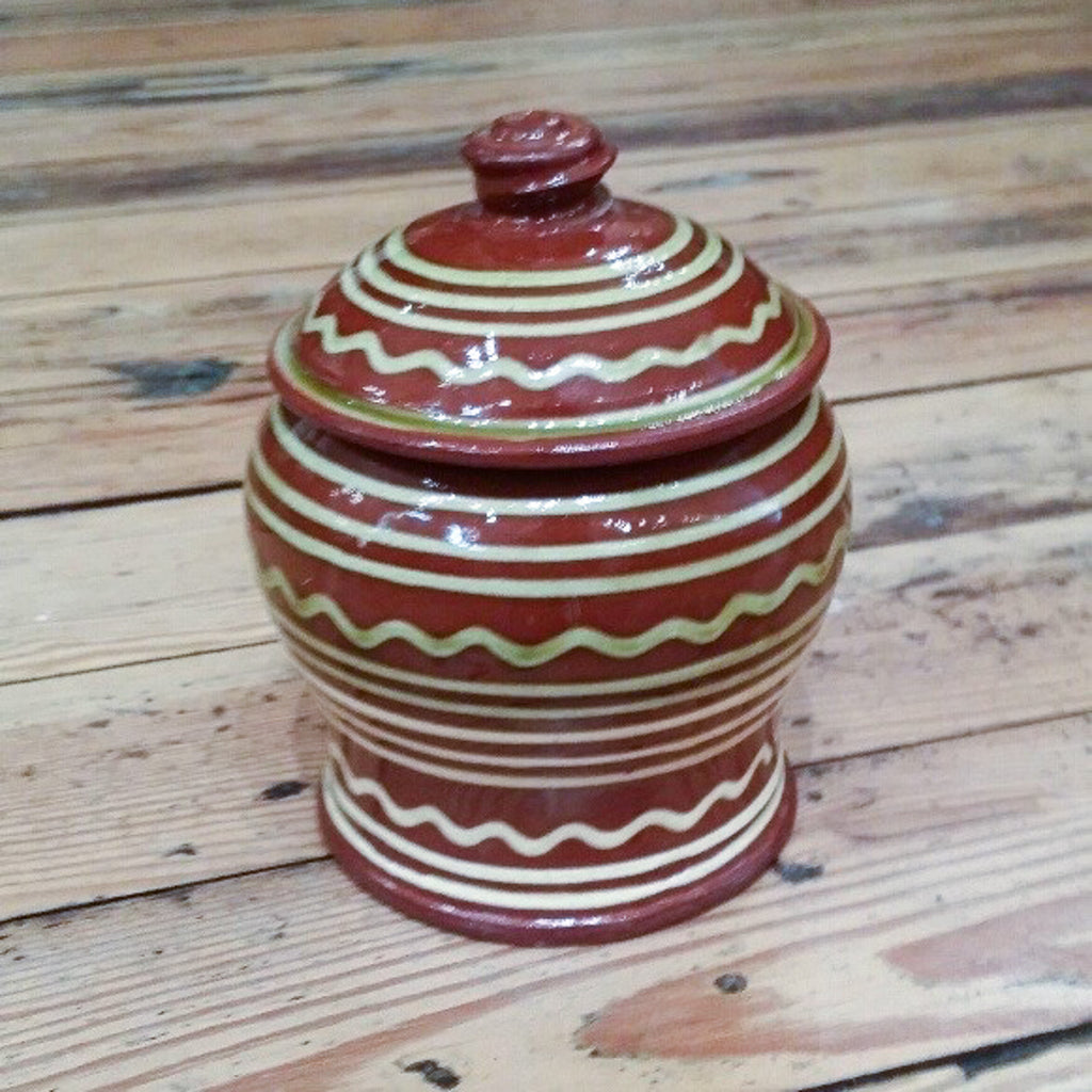 Redware Small Canister with Lines