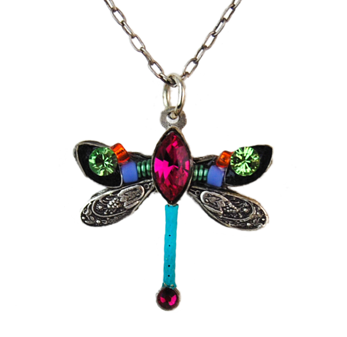 Fuchsia Petite Dragonfly Pendant Necklace by Firefly Jewelry