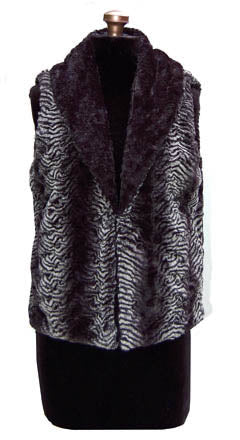 Smoky Essence with Black Luxury Faux Fur Vest: Size Medium