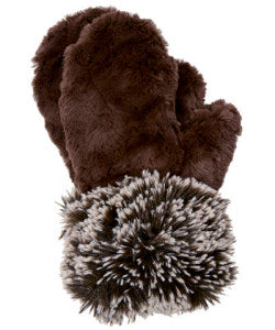 Chocolate with Sand with Silver Tip Fox in Brown Luxury Faux Fur Mittens