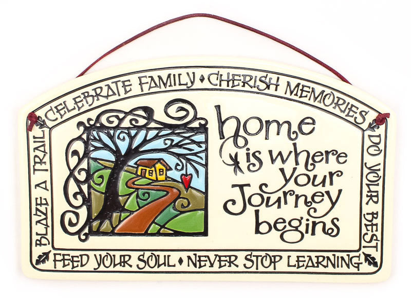 Home is Where the Journey Begins Large Arch Ceramic Tile