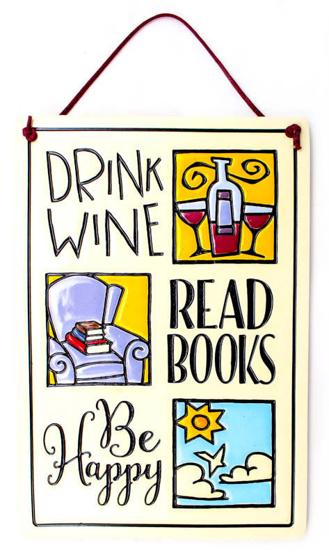Drink Wine Read Large Rectangle Ceramic Tile