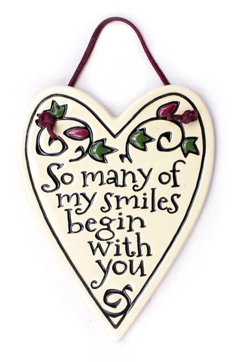 So Many Smiles Heart Shaped Charmer Ceramic Tile