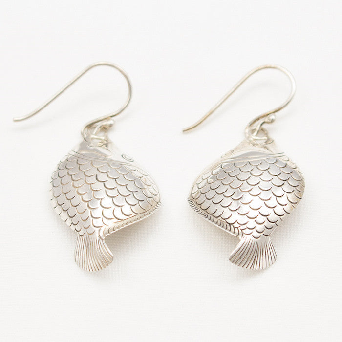 Sterling Silver Twist Fish Earrings