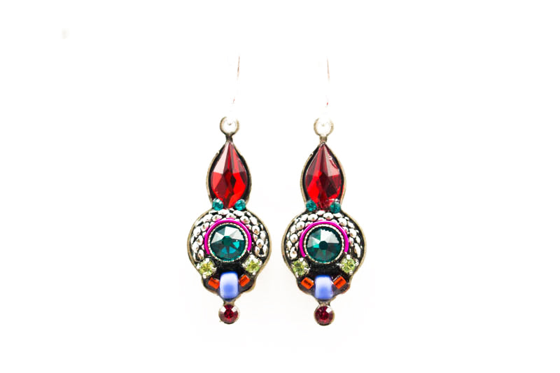 Red Multi Color Drop Earrings by Firefly Jewelry
