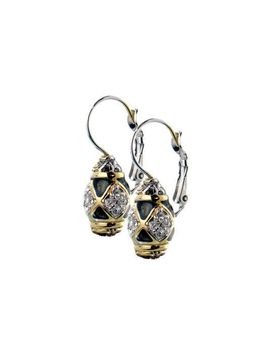 Lattice Collection, Black Abalone Edition, Pave French Wire Earrings by John Medeiros