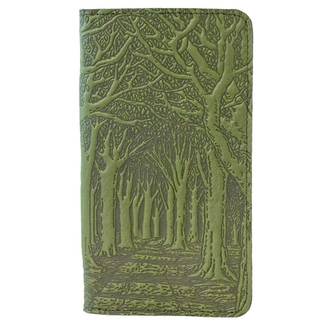 Leather Checkbook Cover - Avenue of Trees in Fern
