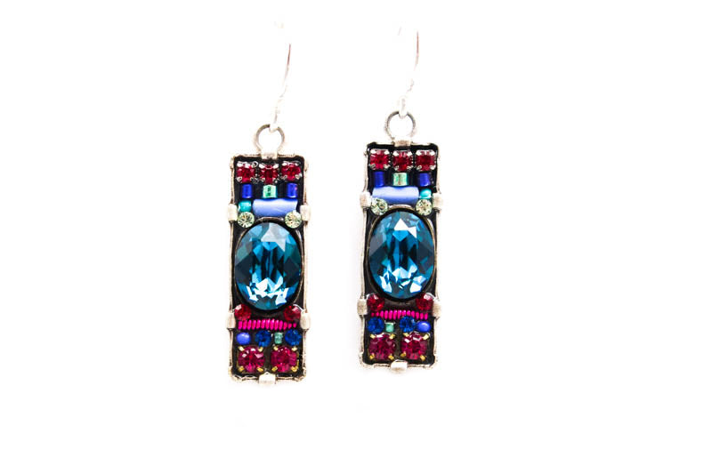 Bermuda Blue Dainty Bar Earrings by Firefly Jewelry