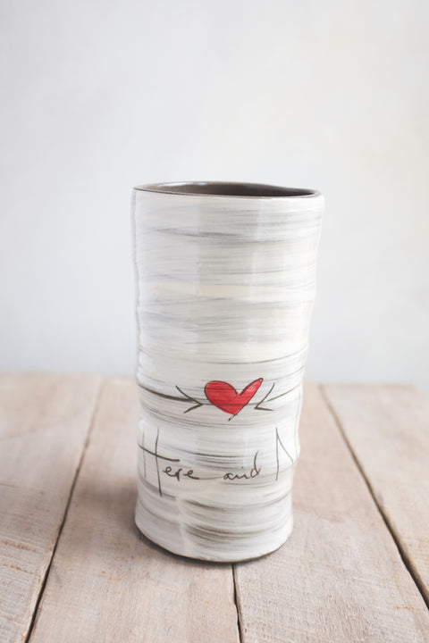 Here and Now Round Vase Hand Painted Ceramic