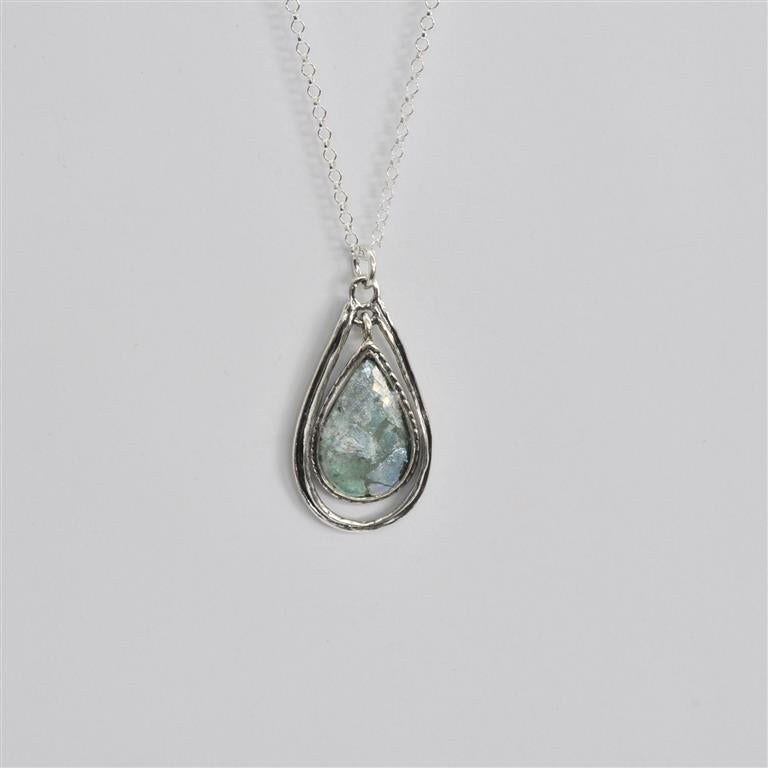 Free Movement Teardrop Washed Roman Glass Necklace