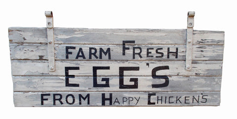 Farm Fresh Eggs from Happy Chickens, Barn Door Americana Art