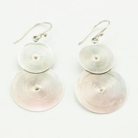 Sterling Silver Double Circle Dangle Earrings