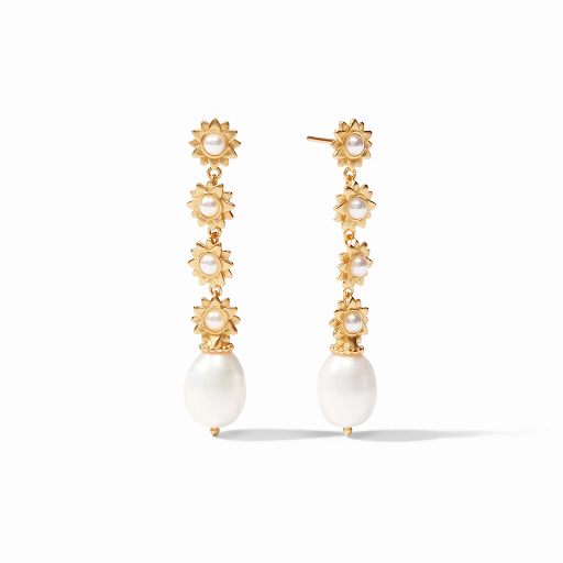 Flora Tier Gold Pearl Earrings by Julie Vos