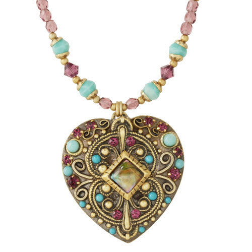 Turkish Bazaar Heart Beaded Necklace by Michal Golan