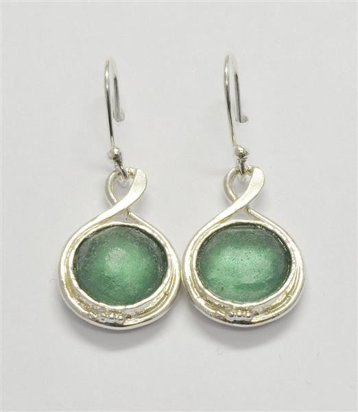 Infinity Wrapped Round Washed Roman Glass Earrings