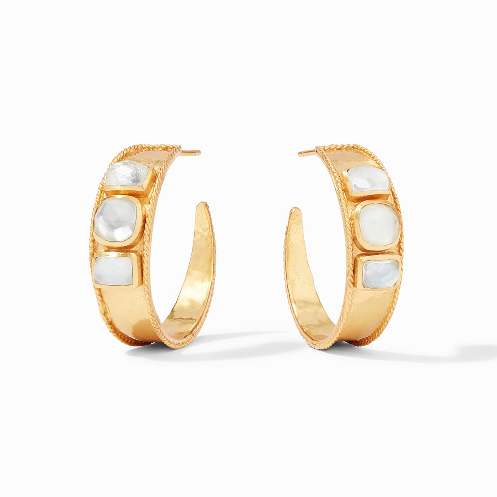Savoy Statement Hoop Earrings Gold Iridescent Clear Crystal By Julie Vos