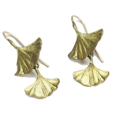 Gingko Double Drop Earrings by Michael Michaud