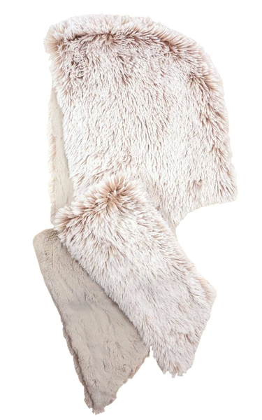 Foxy Beach with Cuddly Sand Luxury Faux Fur Hoody Scarf