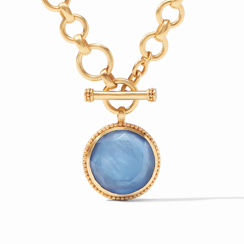 Flora Statement Gold Iridescent Chalcedony Blue Necklace by Julie Vos