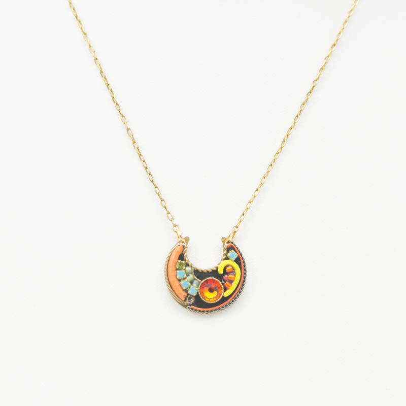 Tangerine Half Moon Necklace by Firefly Jewelry