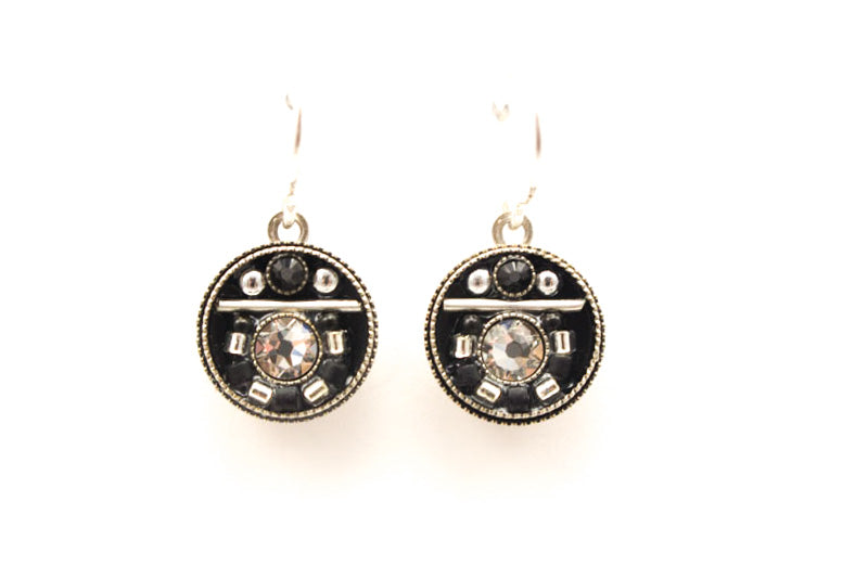 Black and White Viva Round Earrings by Firefly Jewelry