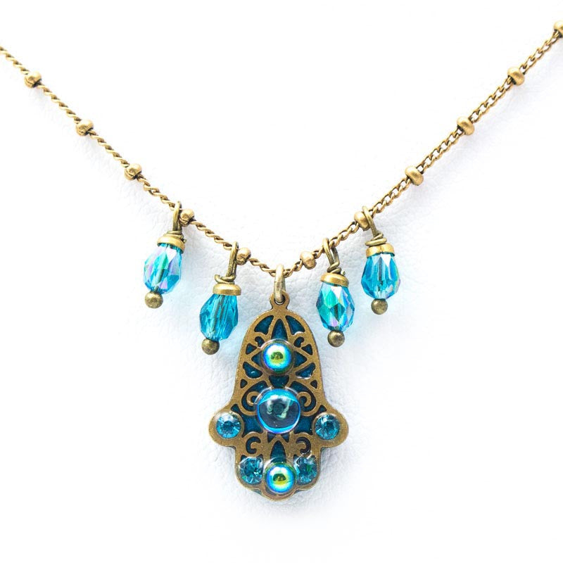 Hamsa Necklace Blue Necklace by Michal Golan