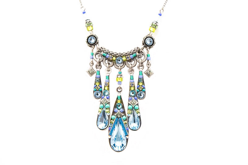 Aquamarine Camelia Waterfall Necklace by Firefly Jewelry