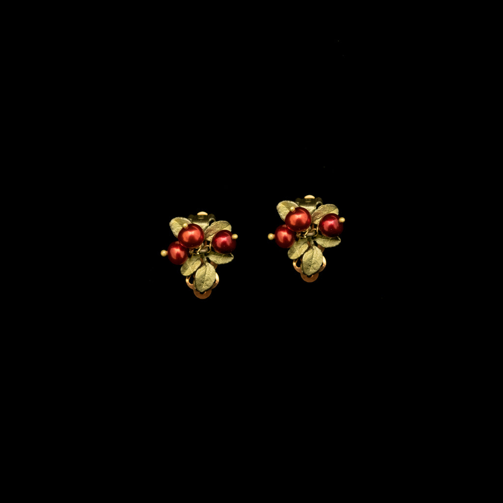 Cranberry 3 Stone Clip Earrings By Michael Michaud