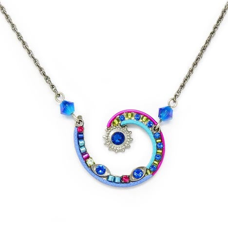 Bermuda Blue Spiral Pendant Necklace by Firefly Jewelry