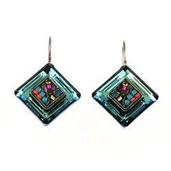 Multi Color La Dolce Vita Crystal Diagonal Earrings by Firefly Jewelry