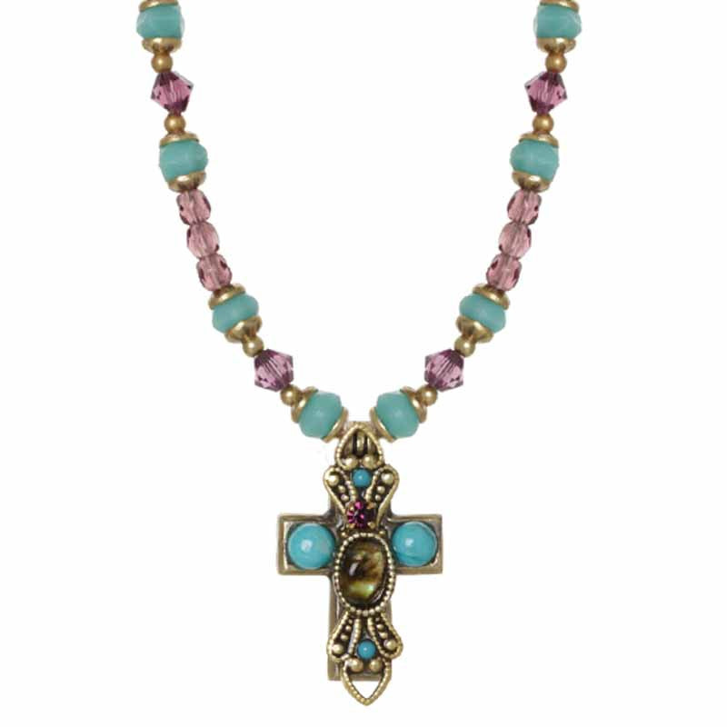 Turkish Bazaar Small Cross Beaded Necklace by Michal Golan