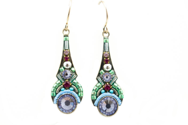 Lavender Art Deco Drop Earrings by Firefly Jewelry