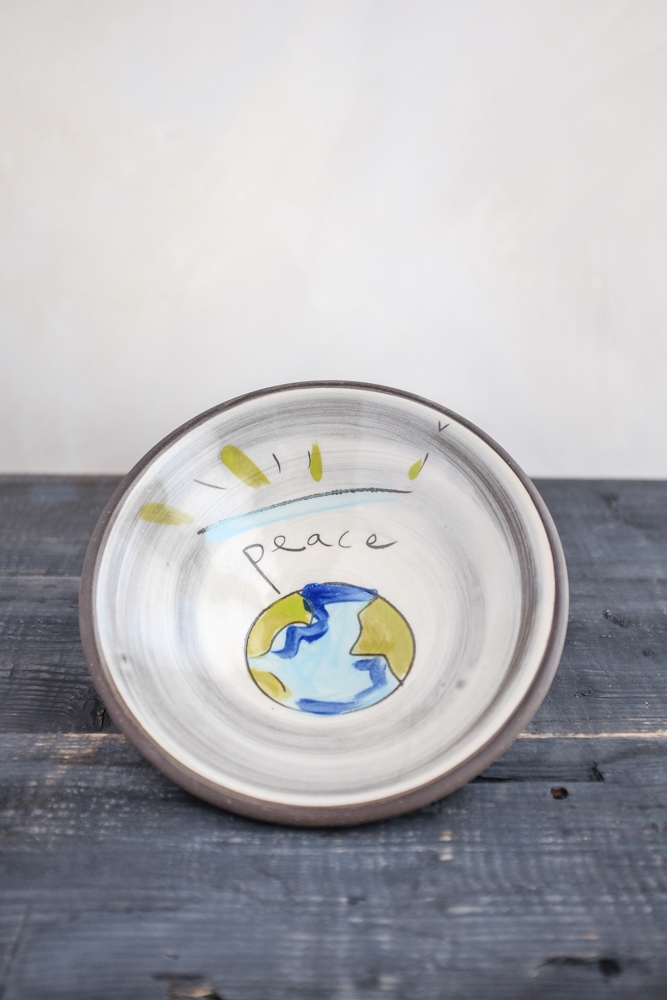 World Peace Pasta Bowl Hand Painted Ceramic