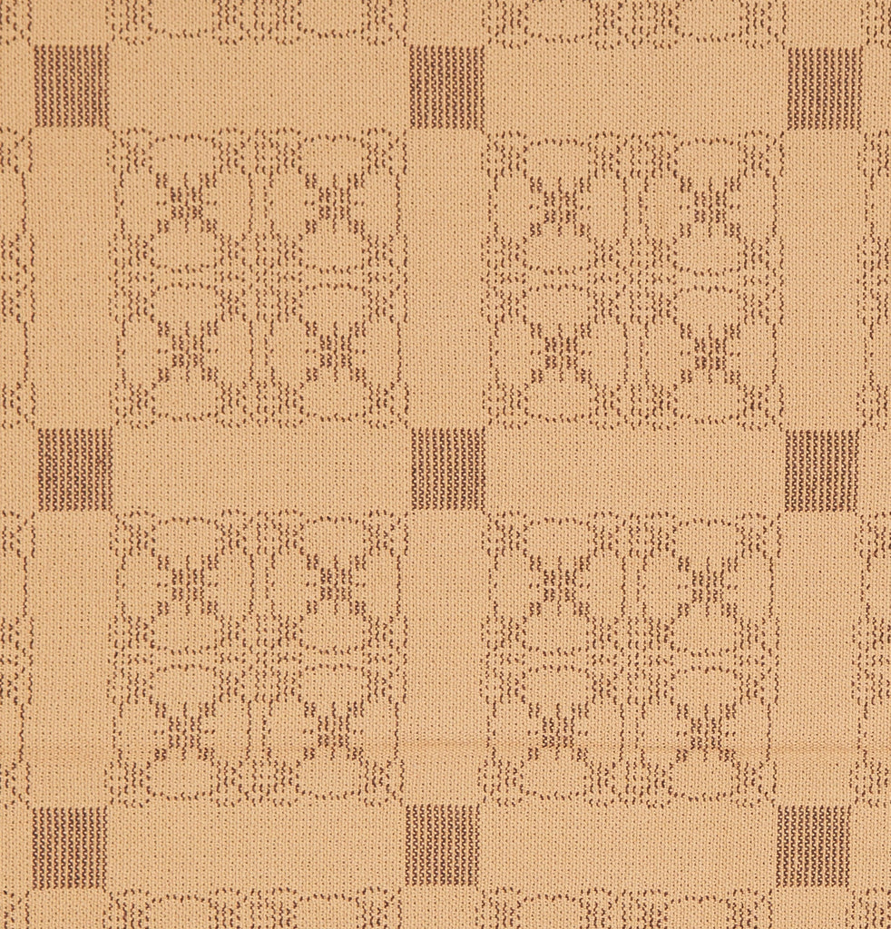 Carriage Wheel Queen Coverlet in Tan with Brown