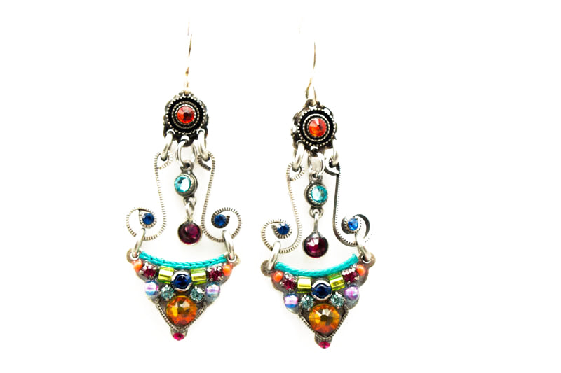 Multi Color Large 3-Tier Earrings by Firefly Jewelry