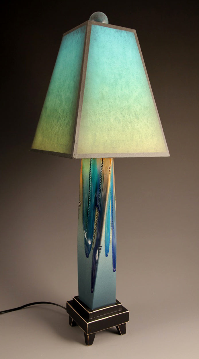 Twist Blue Glazed Lamp