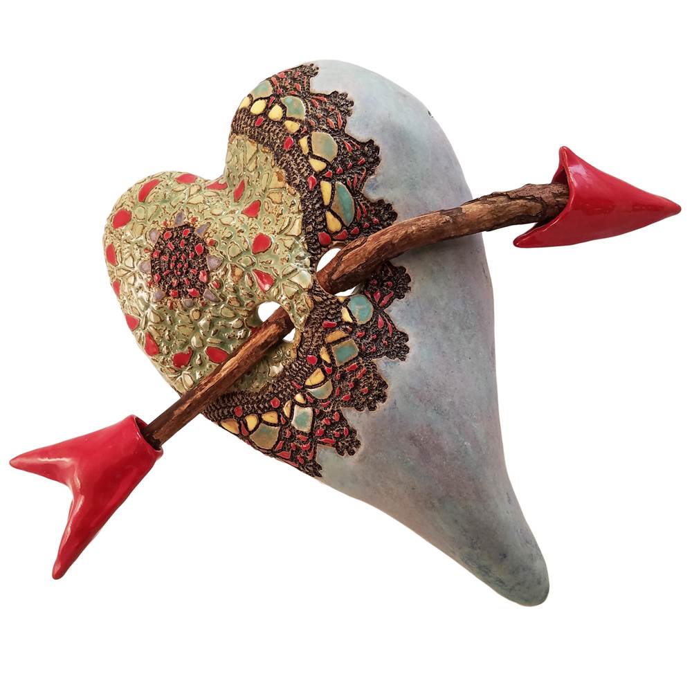 Lucita's Shawl Red Arrow Ceramic Wall Art by Laurie Pollpeter