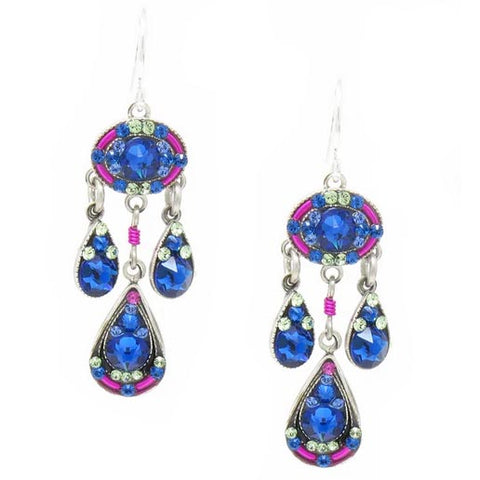 Bermuda Blue Sparkle Elaborate Earrings by Firefly Jewelry