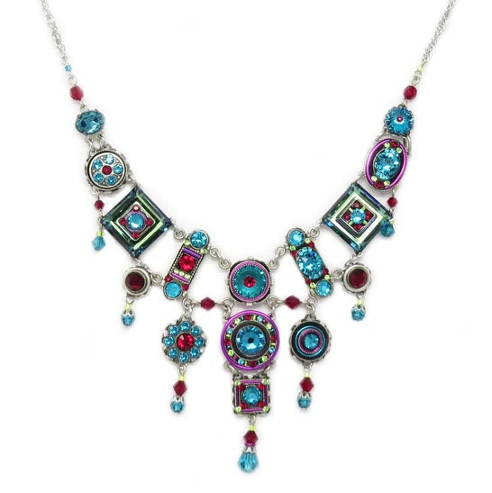 Blue Zircon La Dolce Vita Elaborate Necklace by Firefly Jewelry