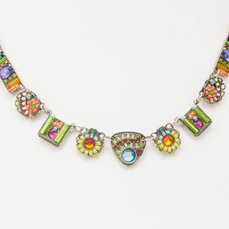 Multi Color Mosaic Squares Necklace by Firefly Jewelry
