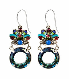 Multi Color Luna Crystal Circle Earrings by Firefly Jewelry