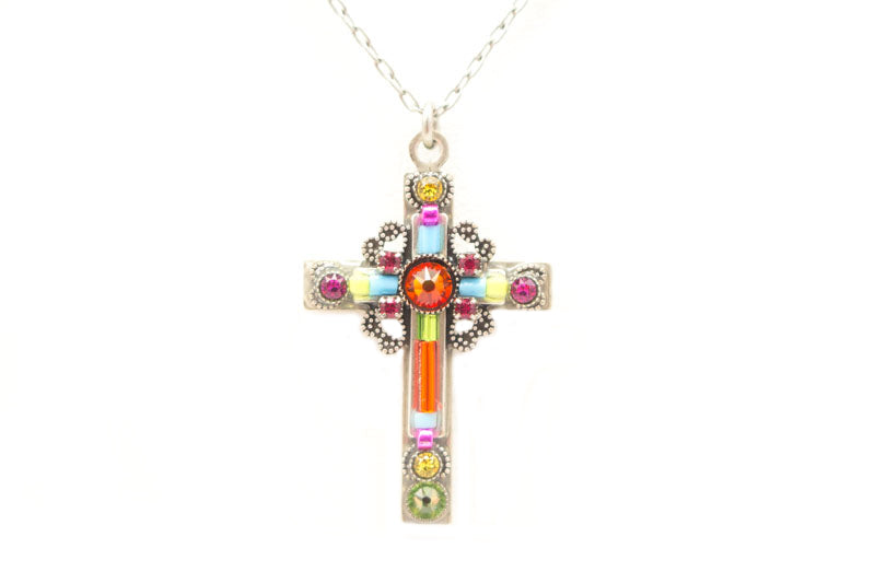 Multi Color Large Ornate Cross by Firefly Jewelry