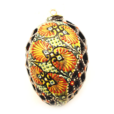 Blue and Yellow Egg Shape Cermaic Ornament