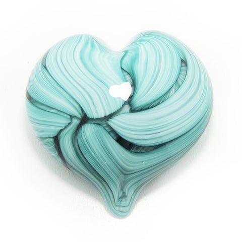 Heart in Teal Handblown Glass Paperweight