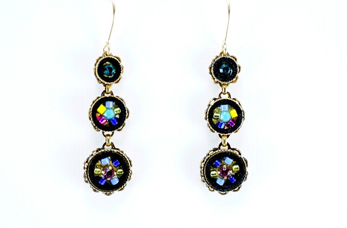 Multi Color Gold La Dolce Vita 3-Tier Earrings by Firefly Jewelry