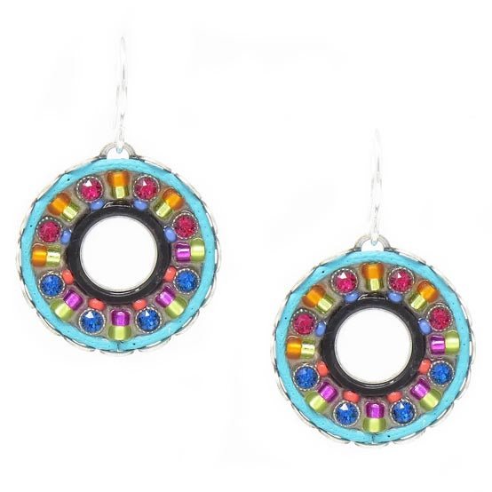 Multi Color Pinwheel Mystery Collection Large Hoop Earrings by Firefly Jewelry