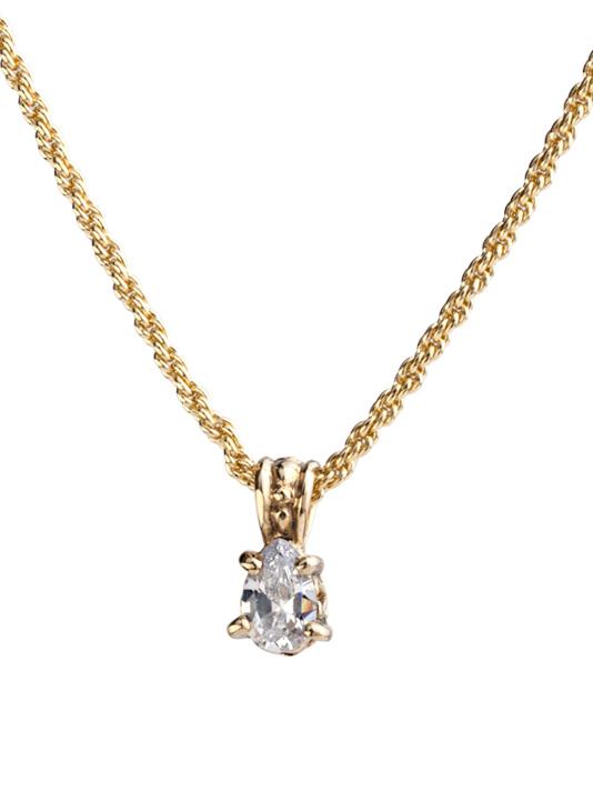 Beijos Collection 9x6mm CZ Pear Prong Set Pendant Necklace by John Medeiros